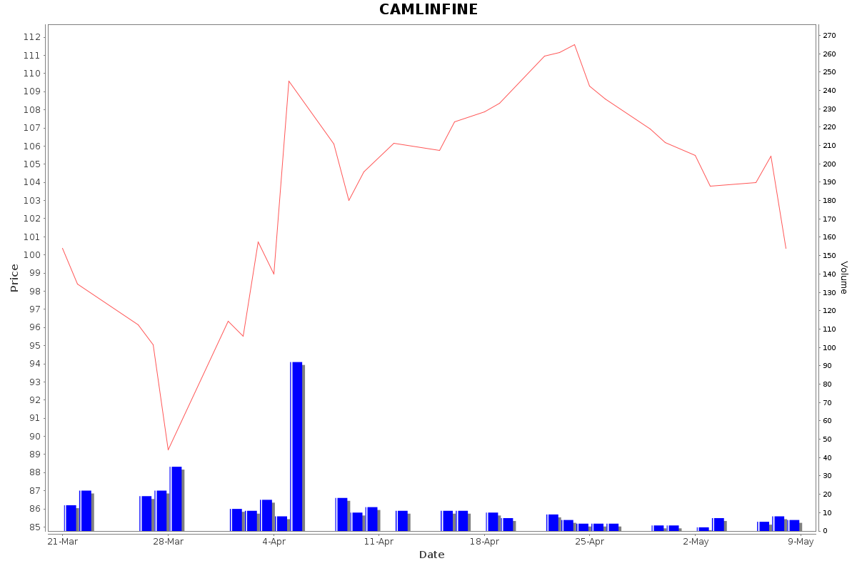 CAMLINFINE Daily Price Chart NSE Today